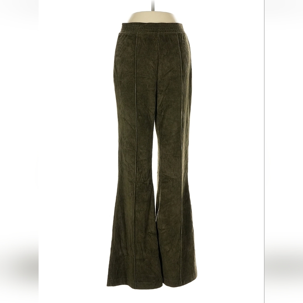 Aerie Groove-On Rib Velour Flare Pant Nomad Olive Green Size XS